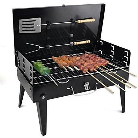 Stainless Steel Briefcase Style Barbecue Grill Toaster (Medium Black)