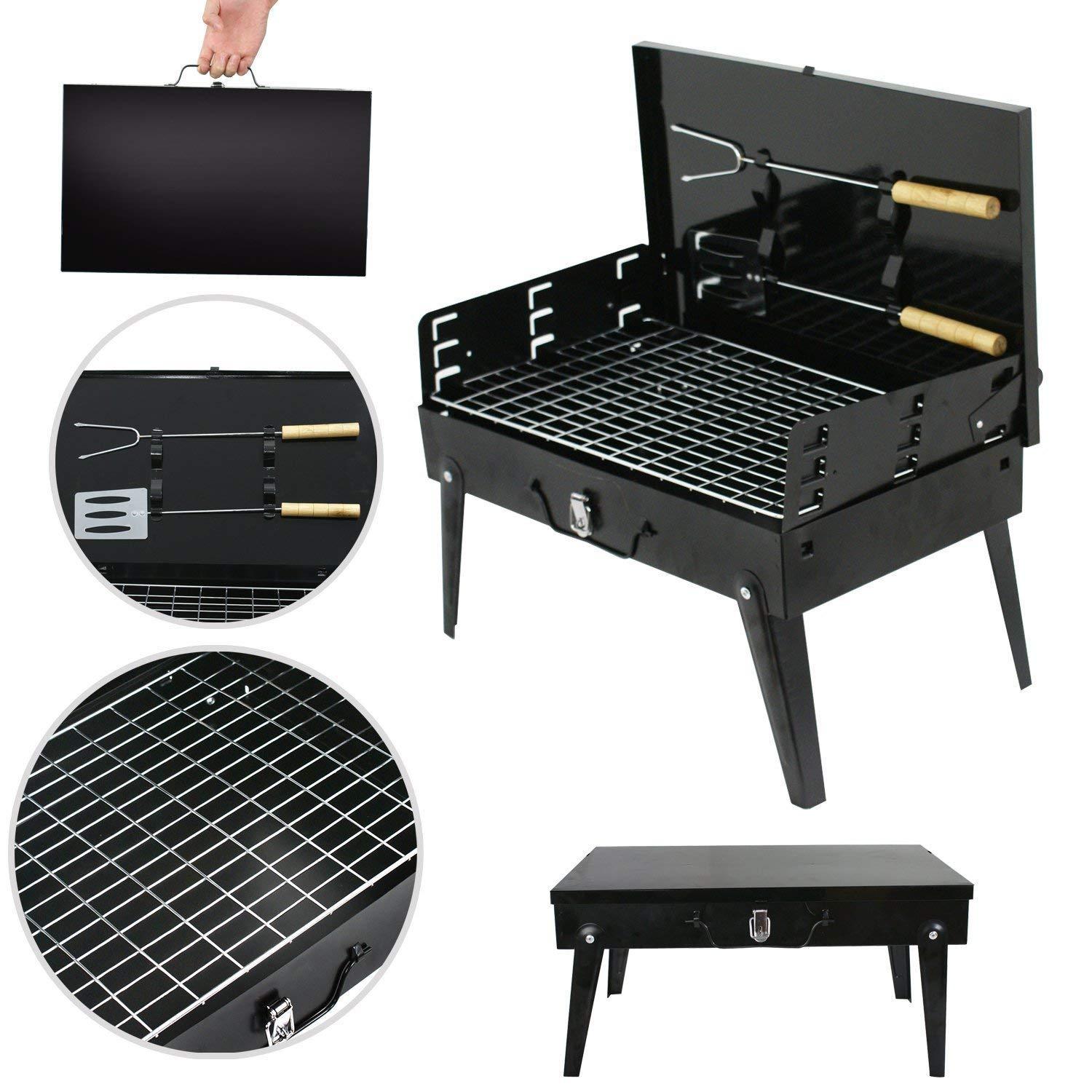 Stainless Steel Briefcase Style Barbecue Grill Toaster (Medium Black)