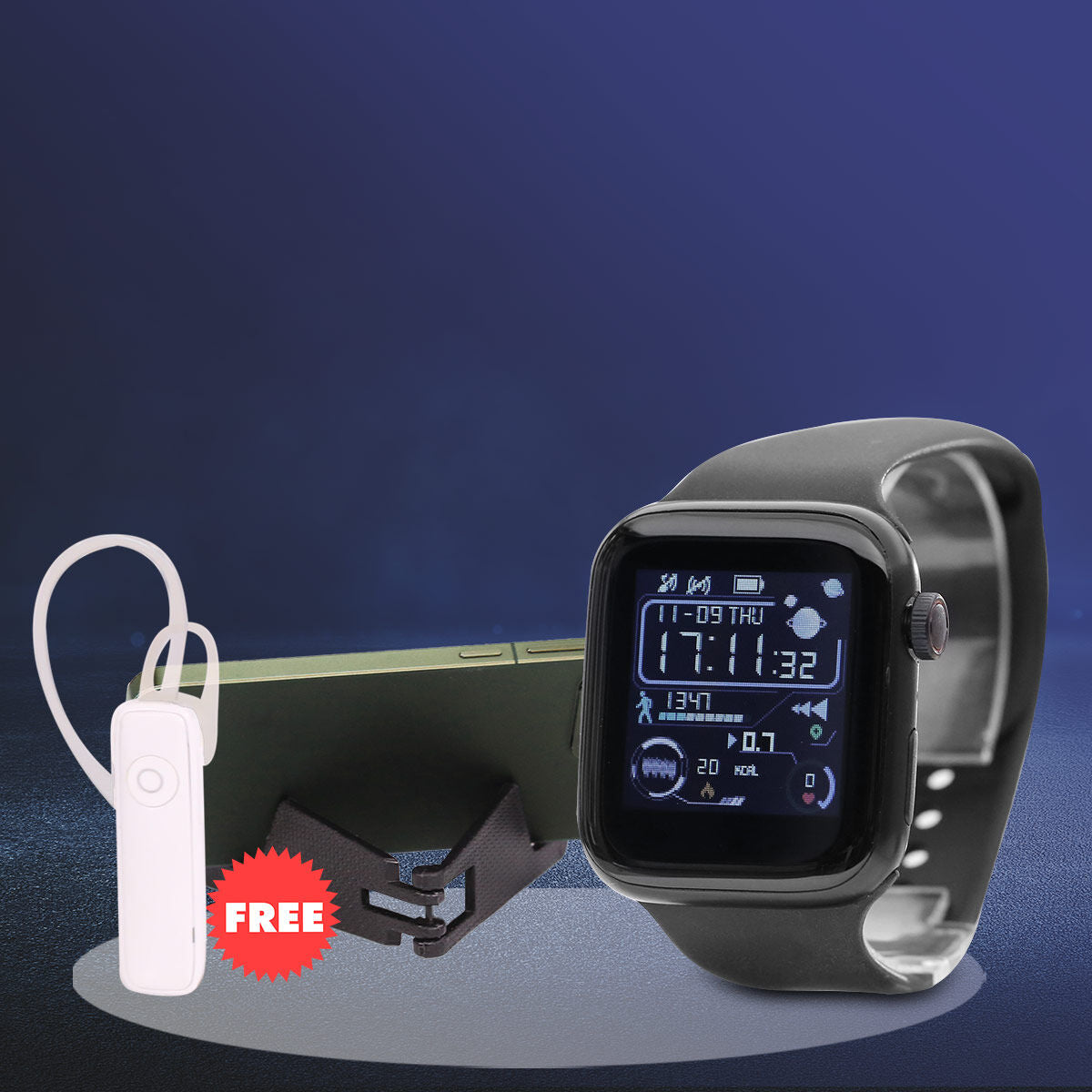 Luxury Bluetooth Calling Smartwatch + Free Bluetooth Earbuds + Elegant Timepiece + Pop-Up Socket Combo