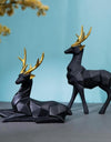 Black Graceful Lucky Deer Family – Handcrafted Decorative Showpiece for Home & Office Elegance (set of 2 Black)